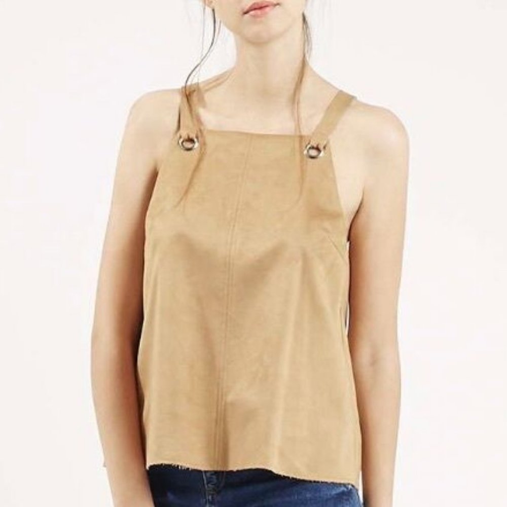 TOPSHOP SUEDETTE PINAFORE TANK TOP